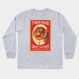 Tiger Head / Vintage Indian Matchbox Art Kids Long Sleeve T-Shirt